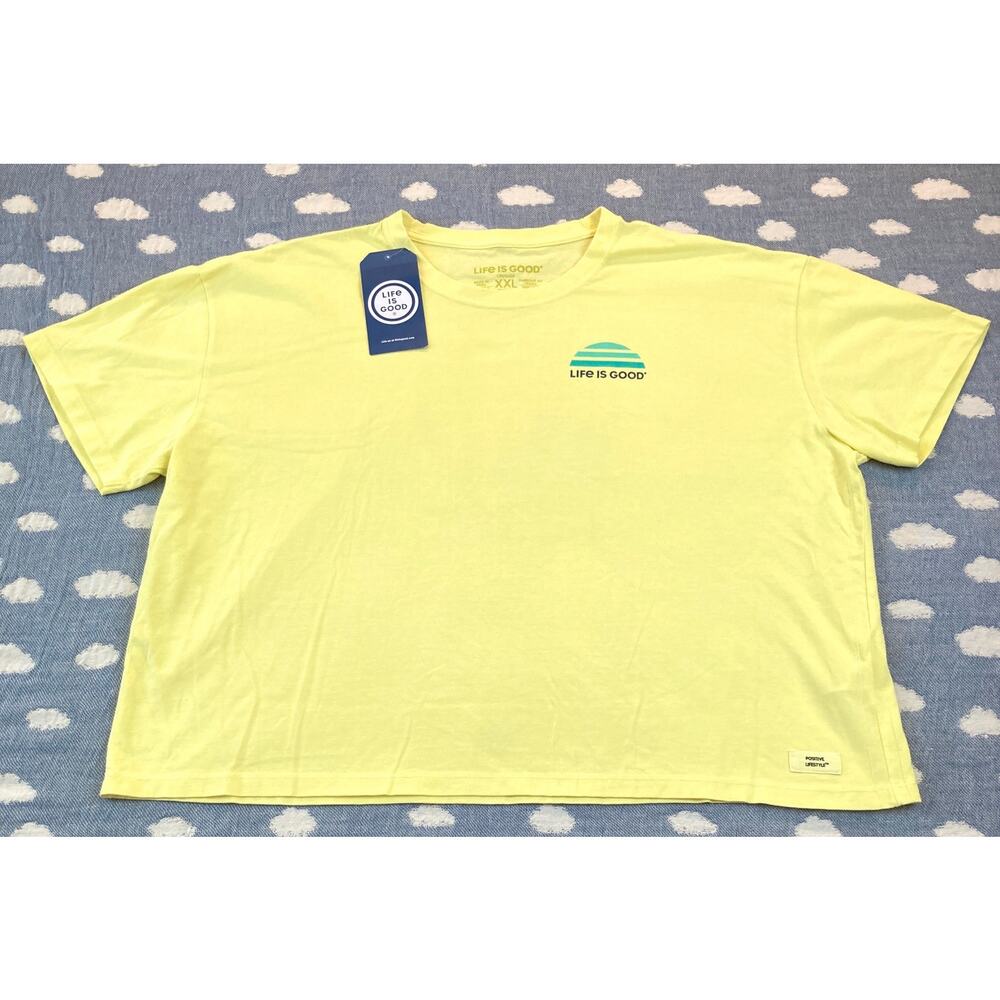 Life is Good Seas The Day Crusher T-Shirt XXL Sailboat Yellow NWT 2XL